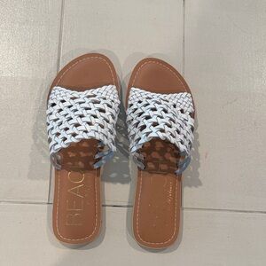 Women's White Woven Sandals